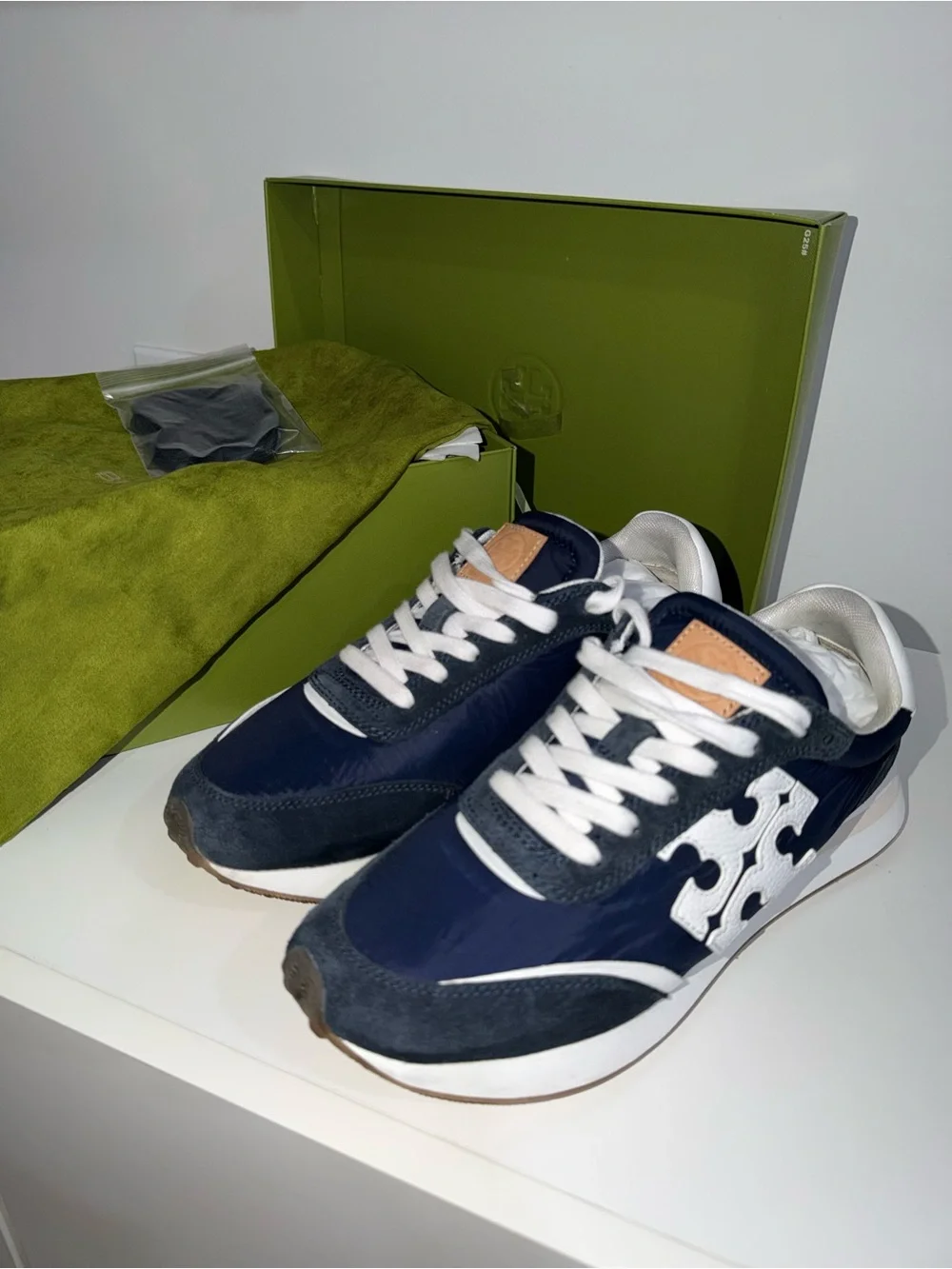 Tory Burch Navy and White Logo Running Sneakers - Picture 3 of 8
